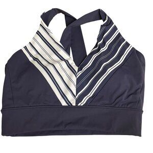 Enavant Sport Calypso Striped Sports Bra MED Thick Criss Cross Straps Athletic